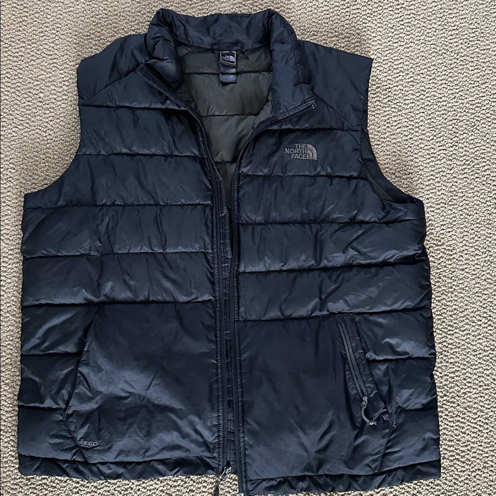 The North Face black/olive puffer vest